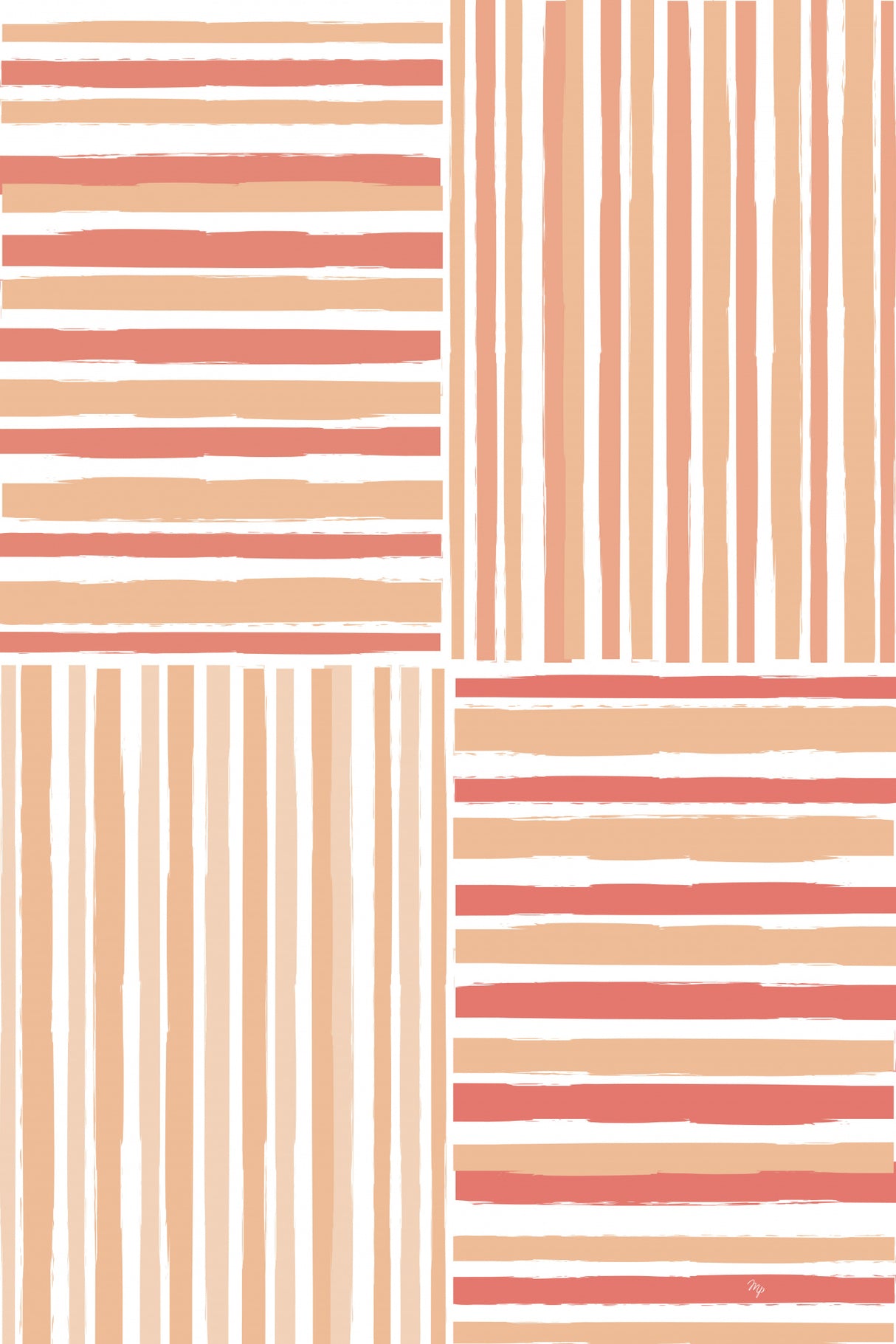 Peach Stripes Poster och Canvastavla