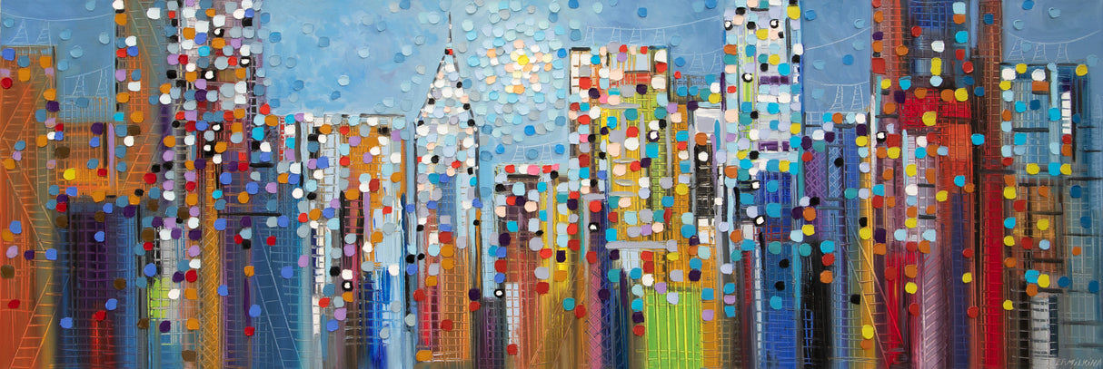 Ermilkina Manhattan Skyline 20x60 Oil Poster och Canvastavla