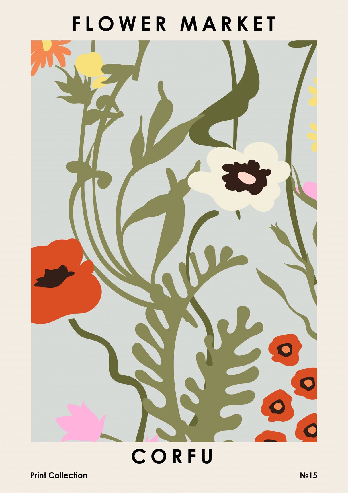 Flower Market Corfu Poster och Canvastavla