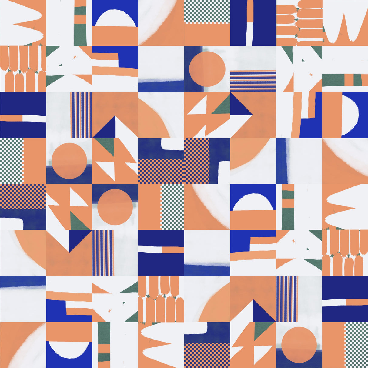 Mid Century Grid Pattern Poster och Canvastavla