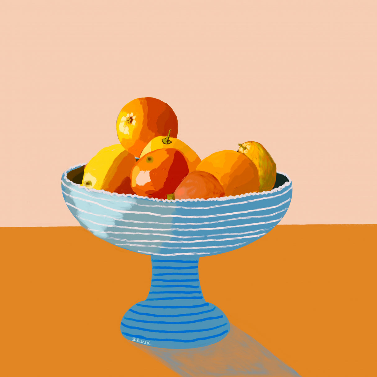 Blue fruit bowl bright Poster och Canvastavla