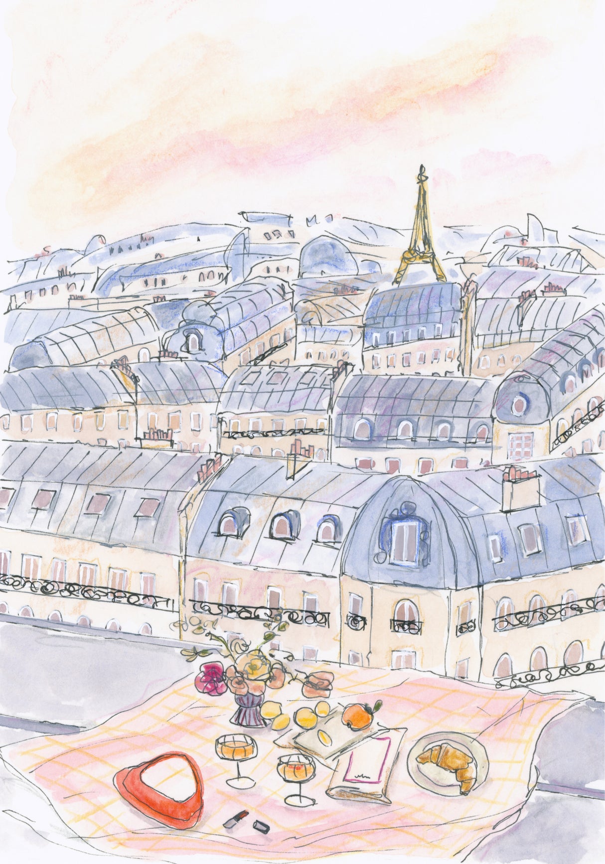 Parisian Rooftop 70x100 Poster och Canvastavla