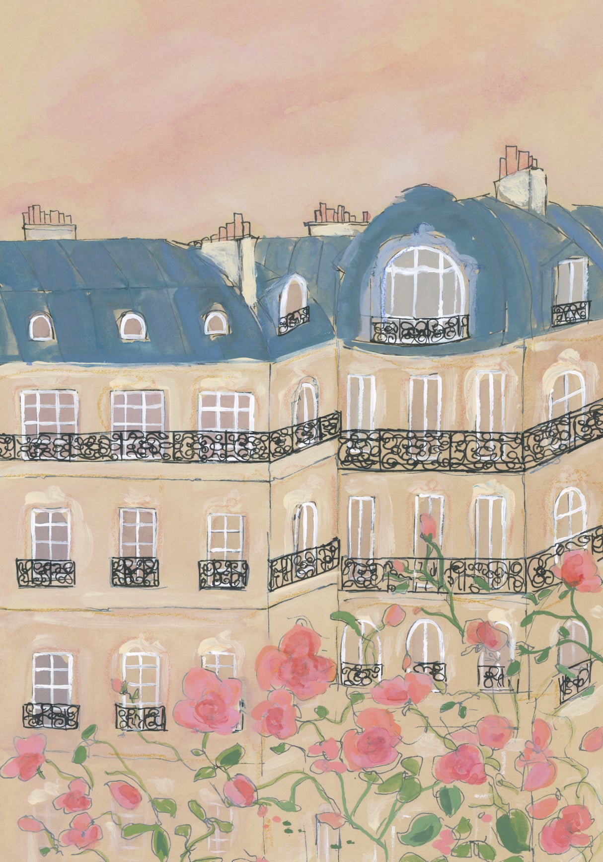 Sunset Over Paris 70x100 Poster och Canvastavla