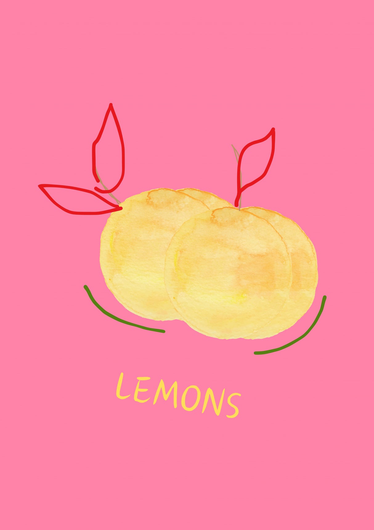 Lemons in Pink Poster och Canvastavla