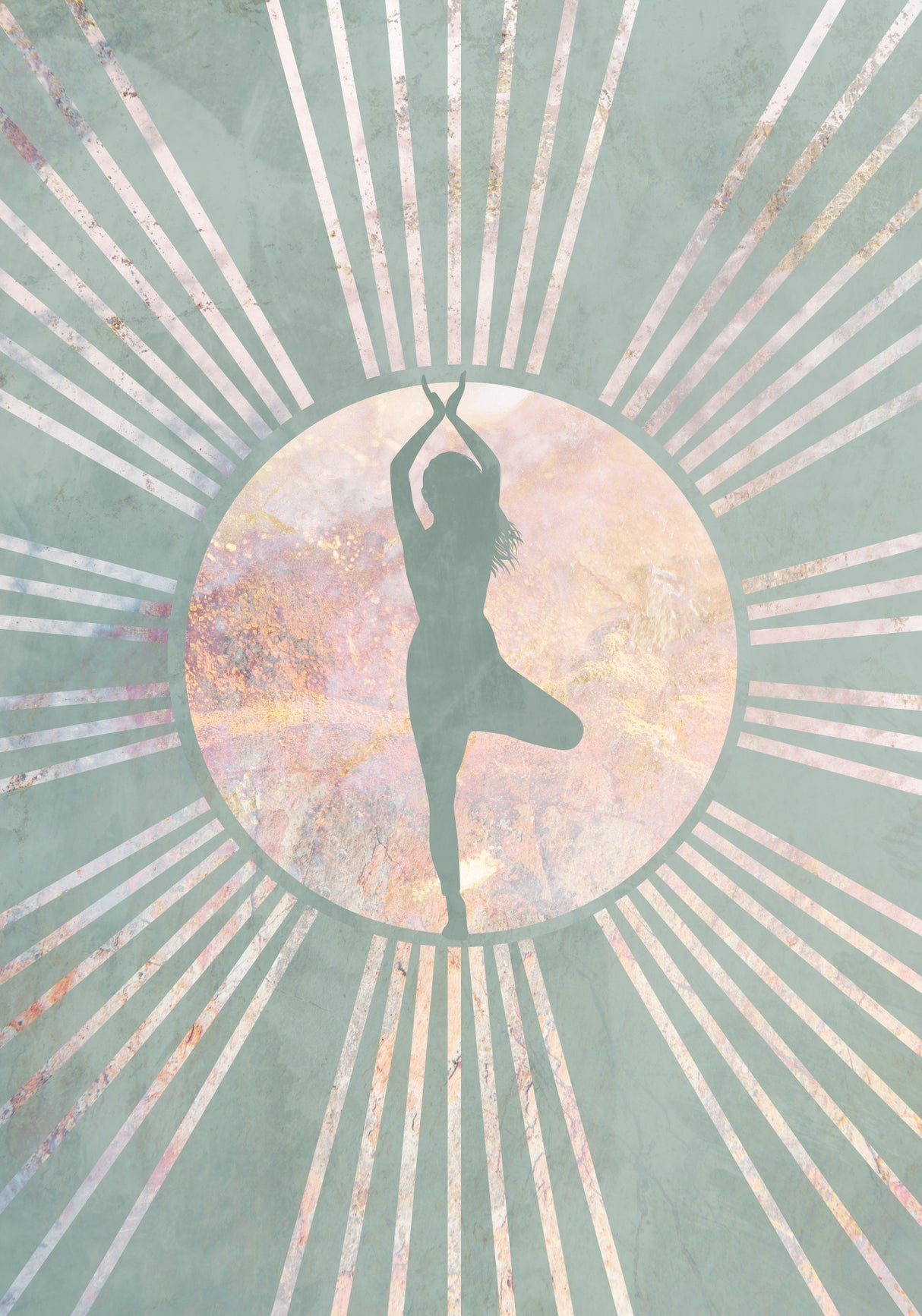 Yoga Boho Sun Green 1 Poster och Canvastavla