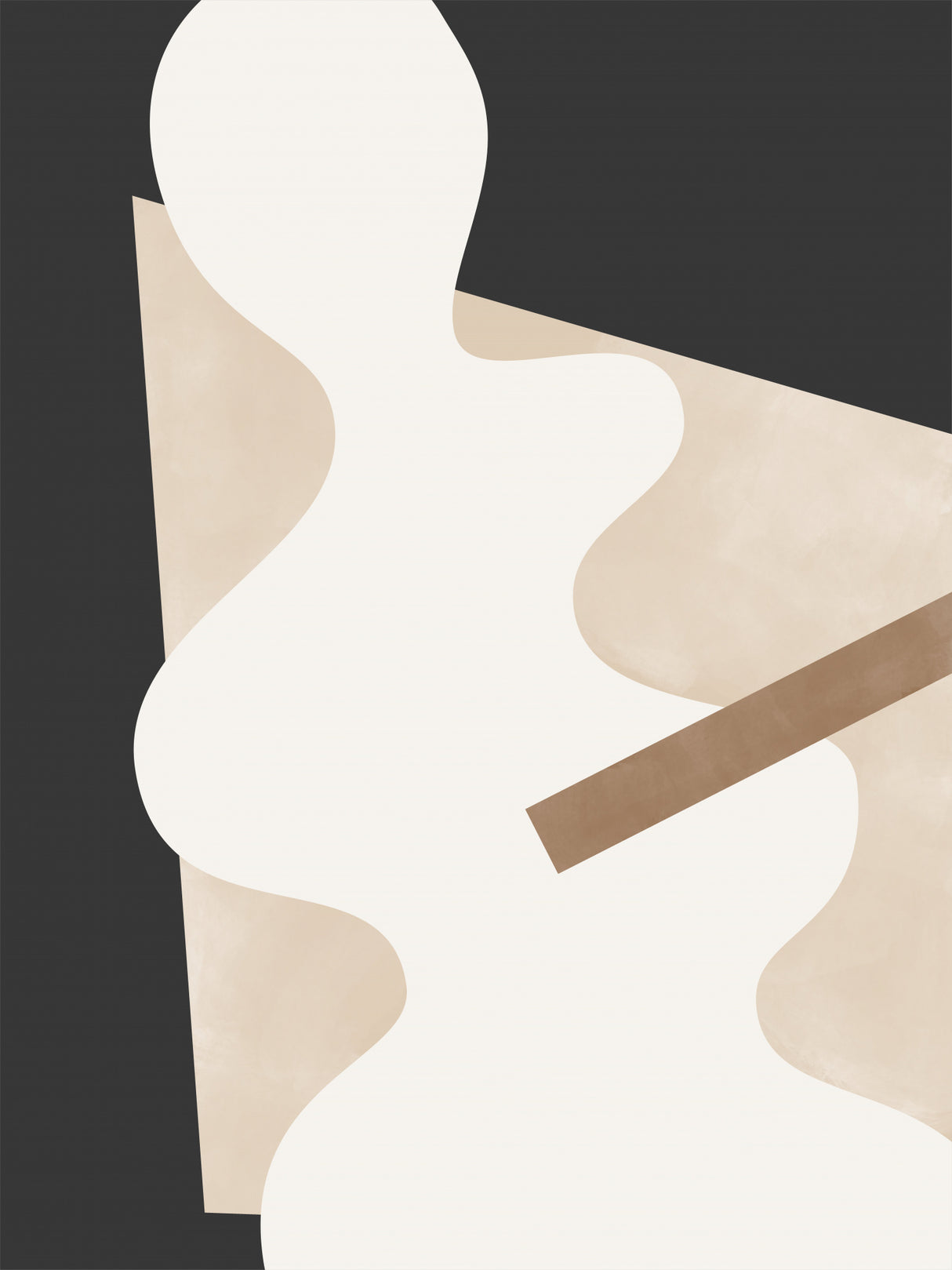 Beige Graphic Curves Art Poster och Canvastavla