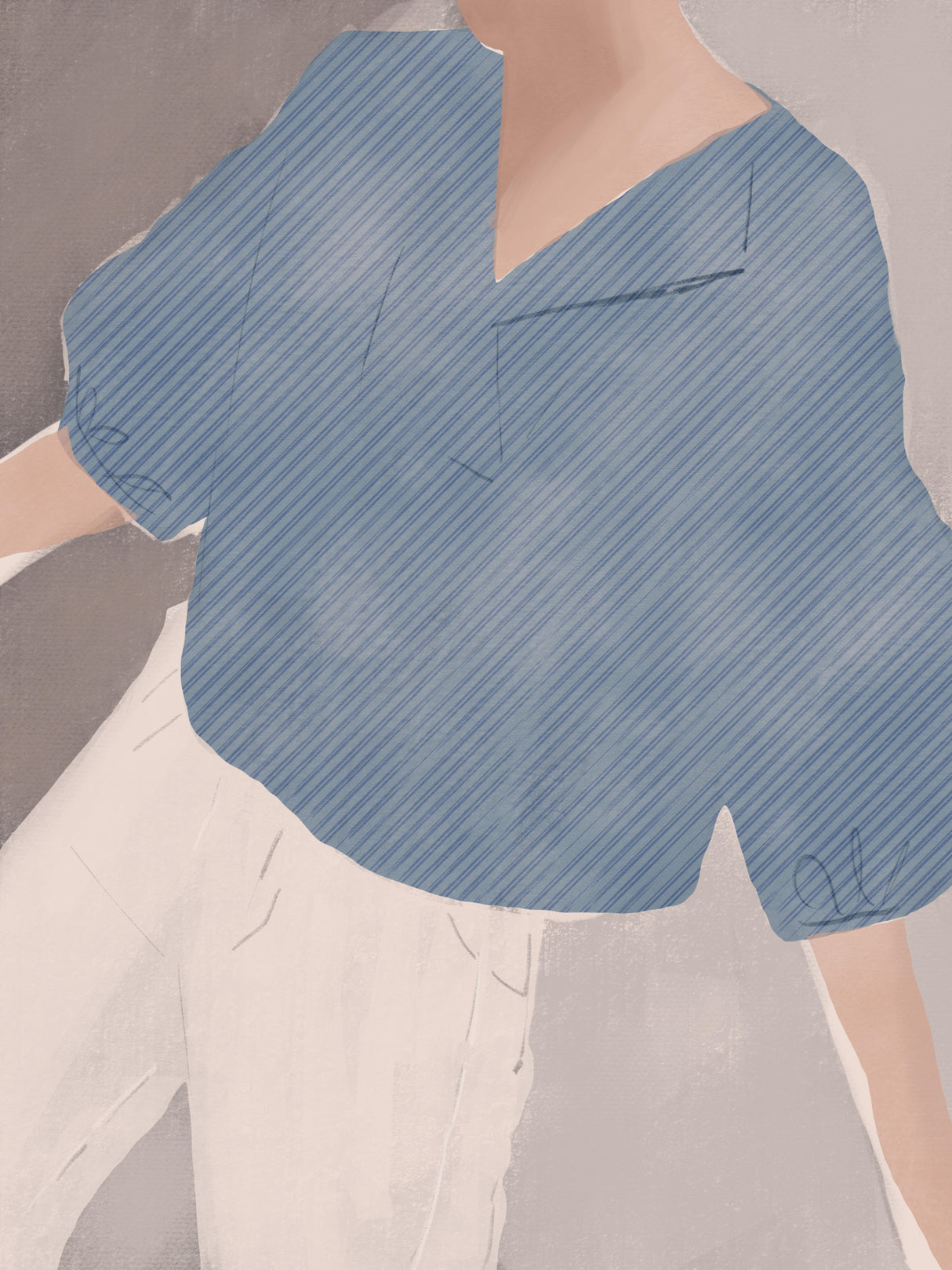 Striped Shirt Wanderer Poster och Canvastavla