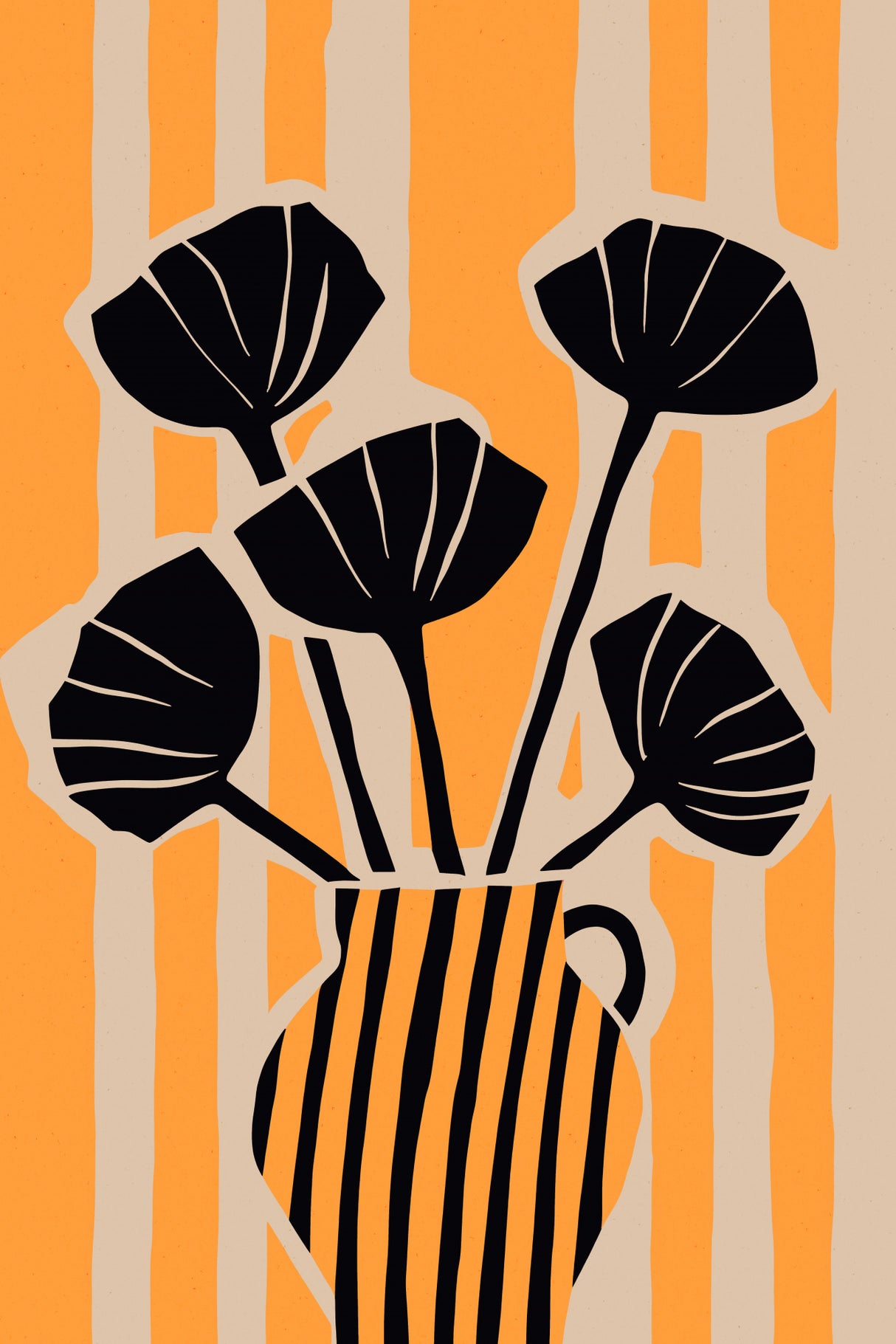 Striped Still Life Yellow Poster och Canvastavla