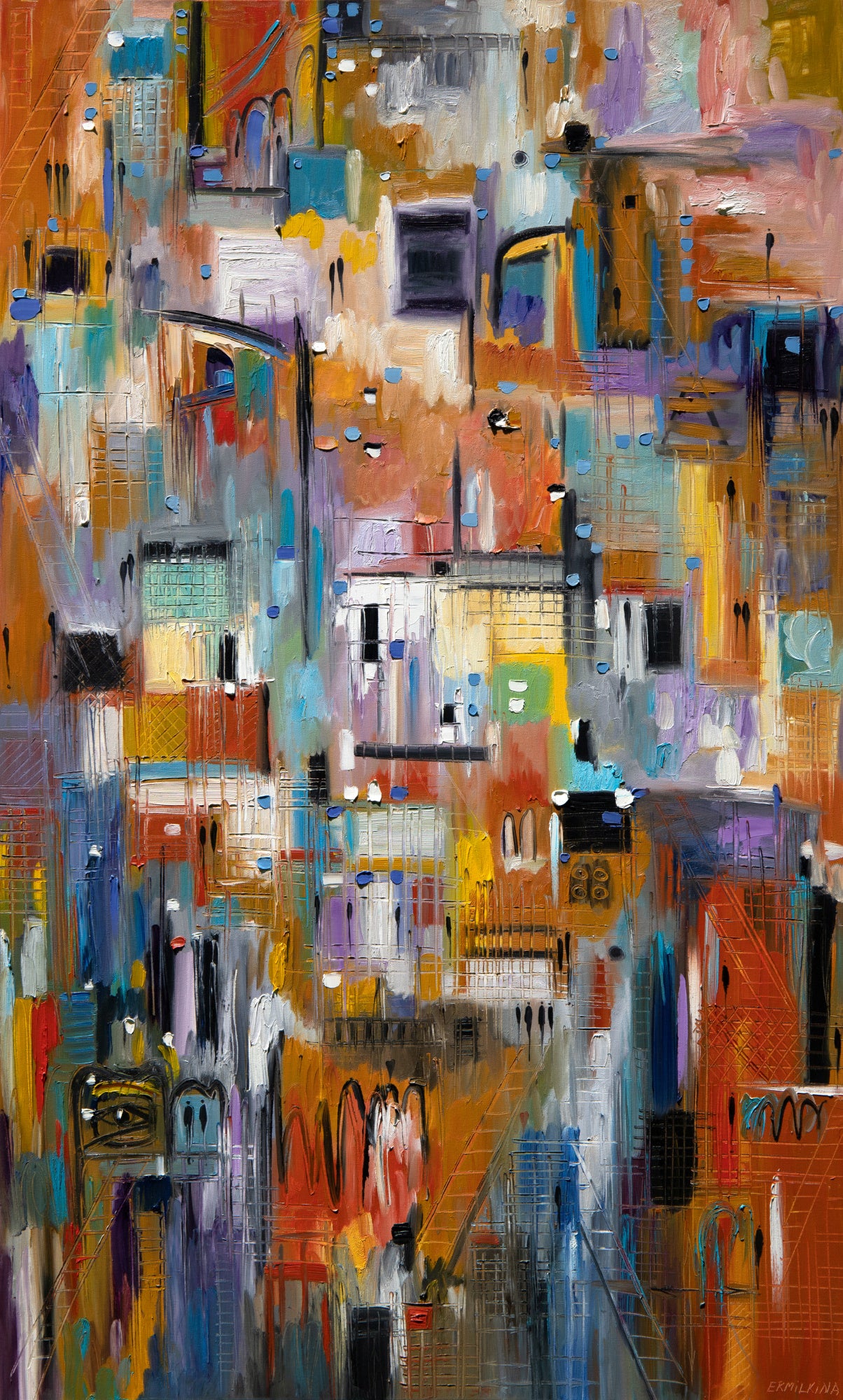 Ermilkina a Day At the Museum 60x36 Oil Poster och Canvastavla