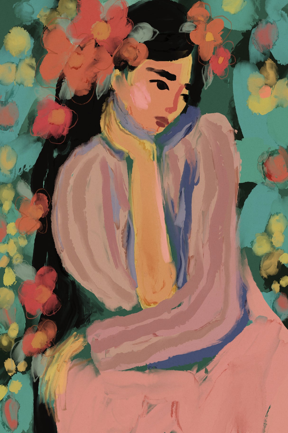 Sora in flower garden Poster och Canvastavla