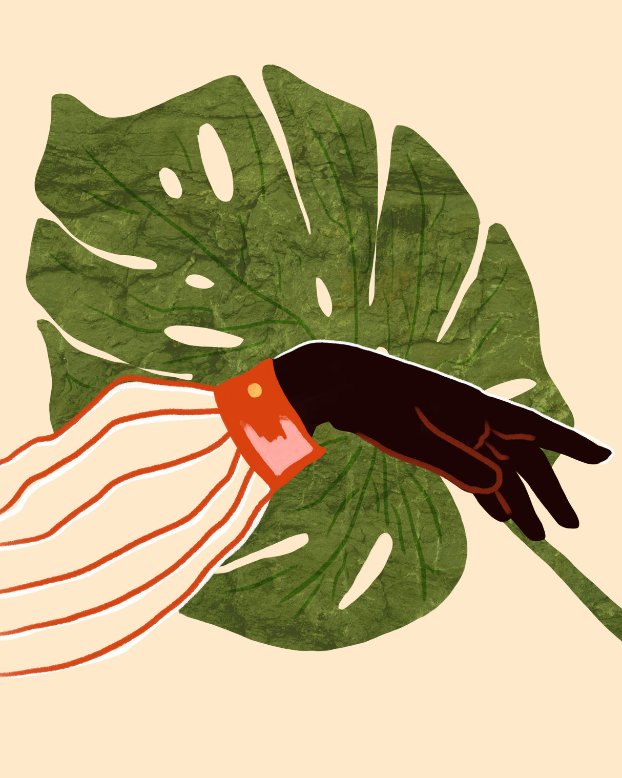 Green Canvas, Red Accent Poster och Canvastavla