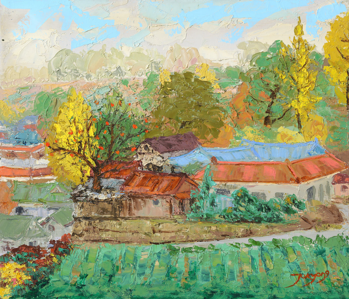 Villtage in Autumn Poster och Canvastavla