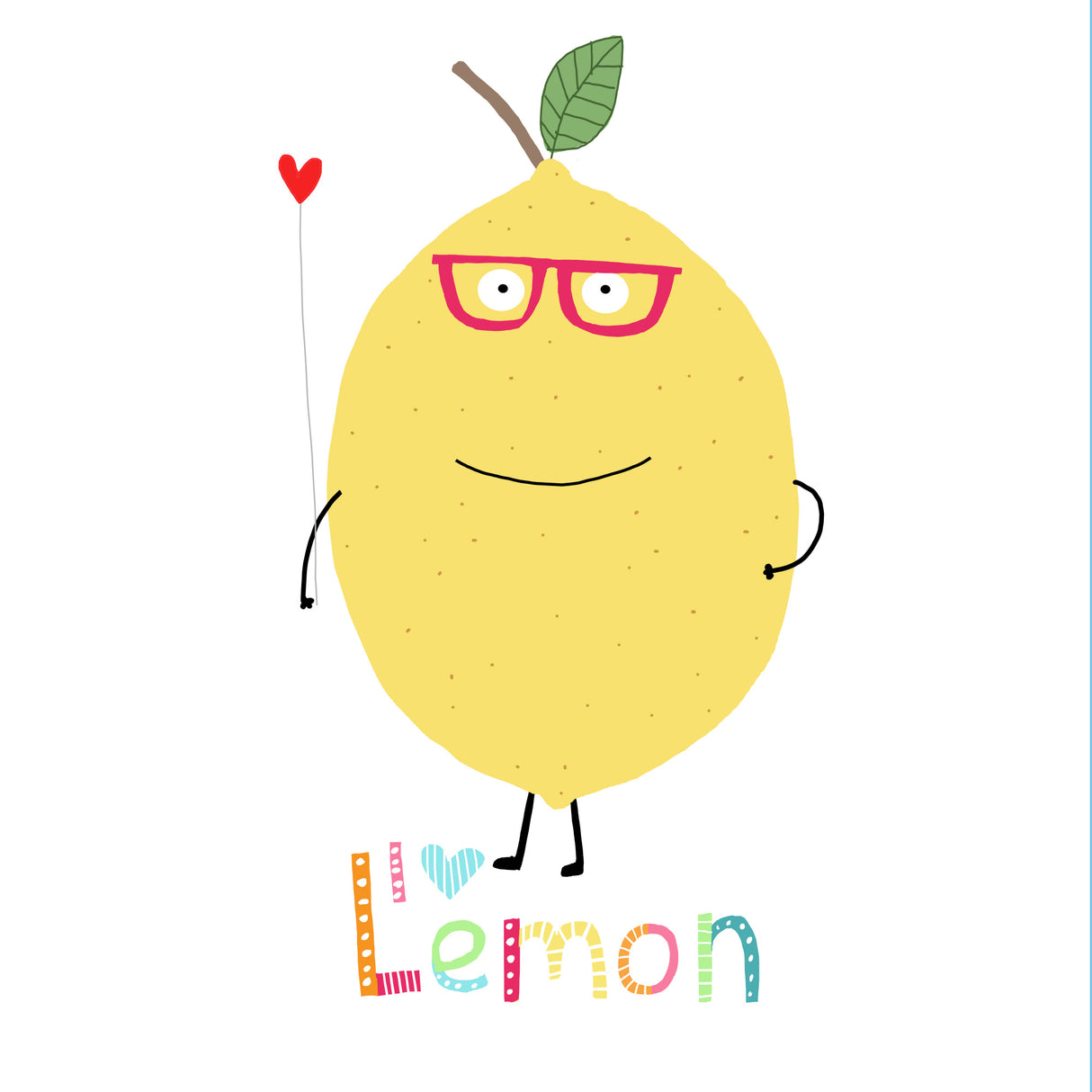 I Love Lemon! A Cute Lemon Holding a Love Heart. Poster och Canvastavla