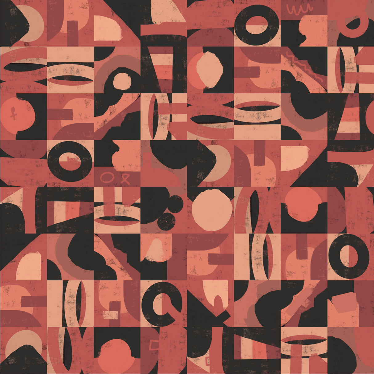 Mid Century Grid Pattern Nine Poster och Canvastavla