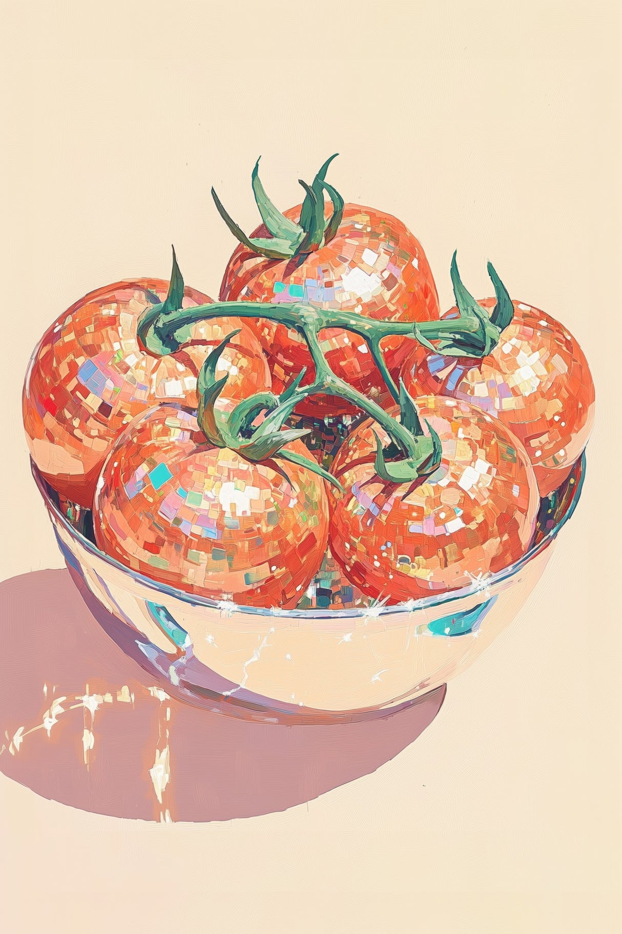 Disco Ball Tomatoes in a Bowl Poster och Canvastavla
