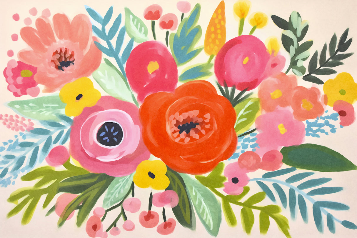 Whimsy Flower Bouquet Poster och Canvastavla