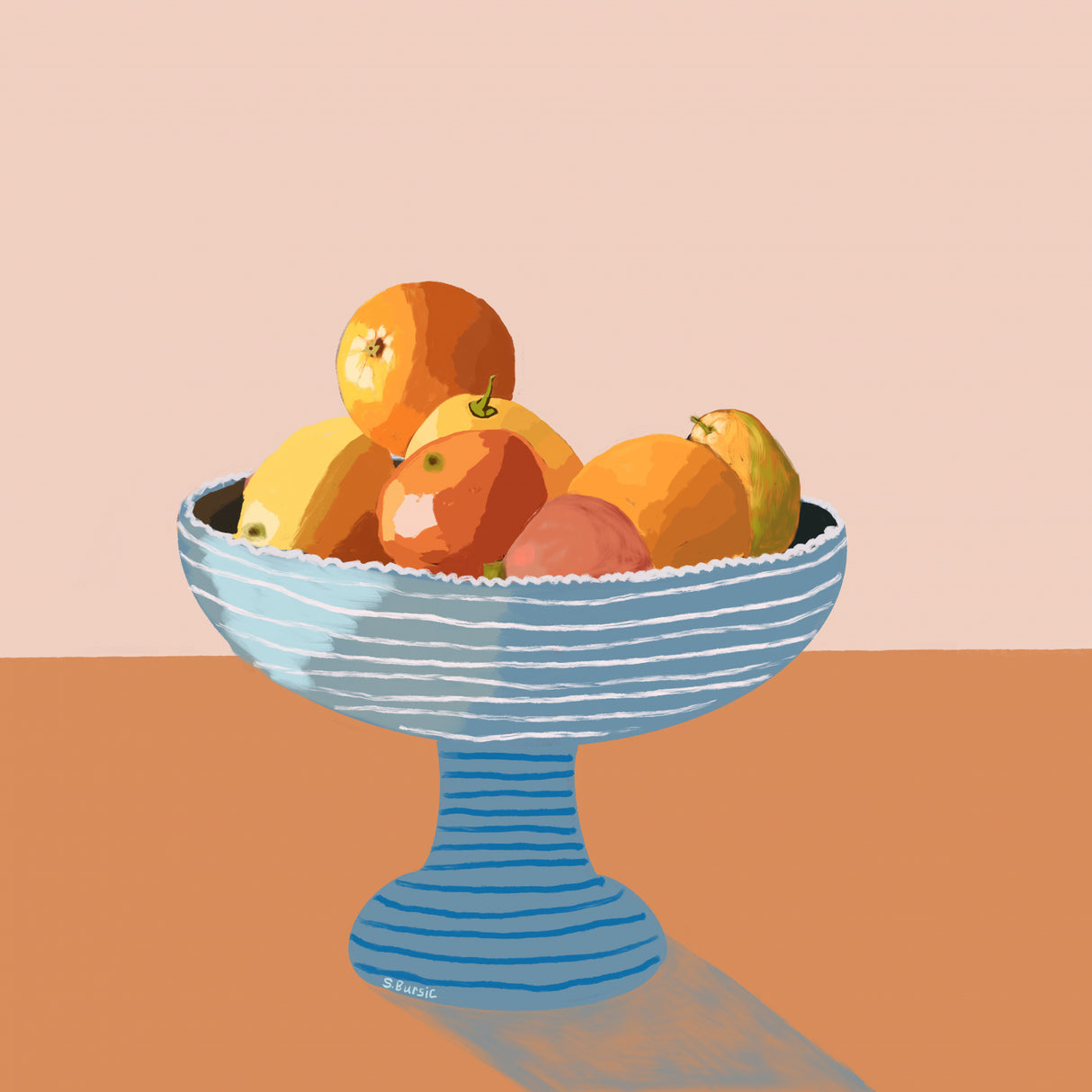 Blue fruit bowl Poster och Canvastavla