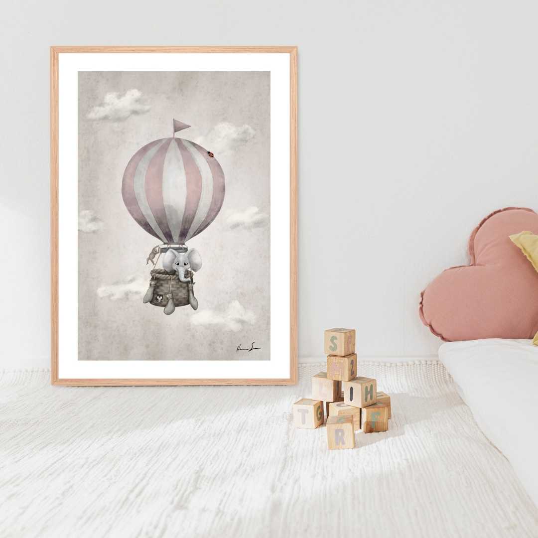 luftballong-elefant-rosa poster