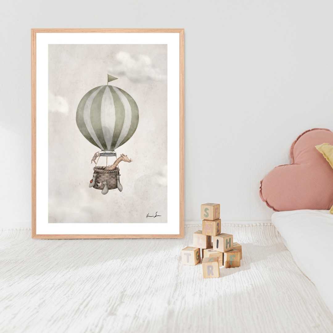 luftballong-giraff-gron poster