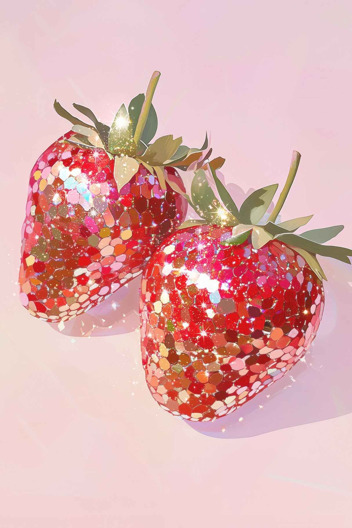 Sparkling Strawberries Poster och Canvastavla