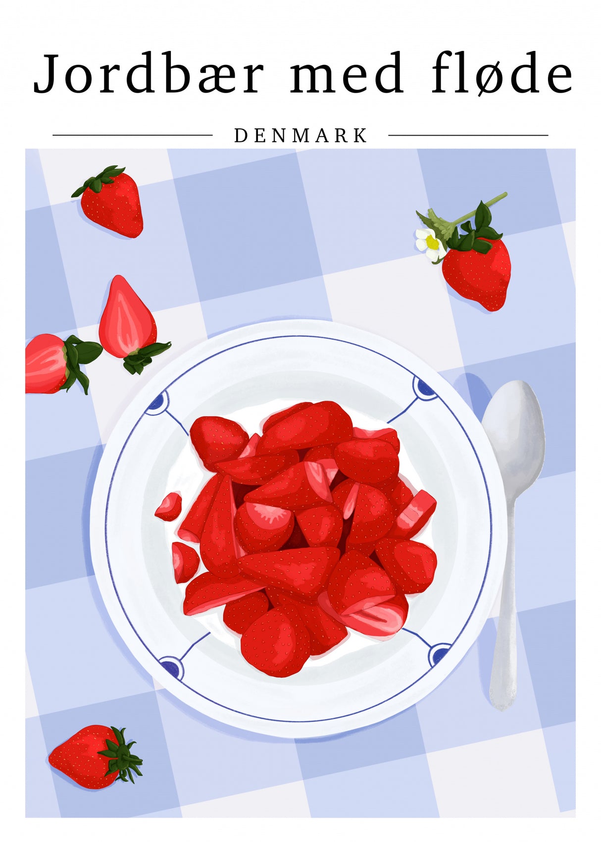 Strawberry with cream - Denmark Poster och Canvastavla