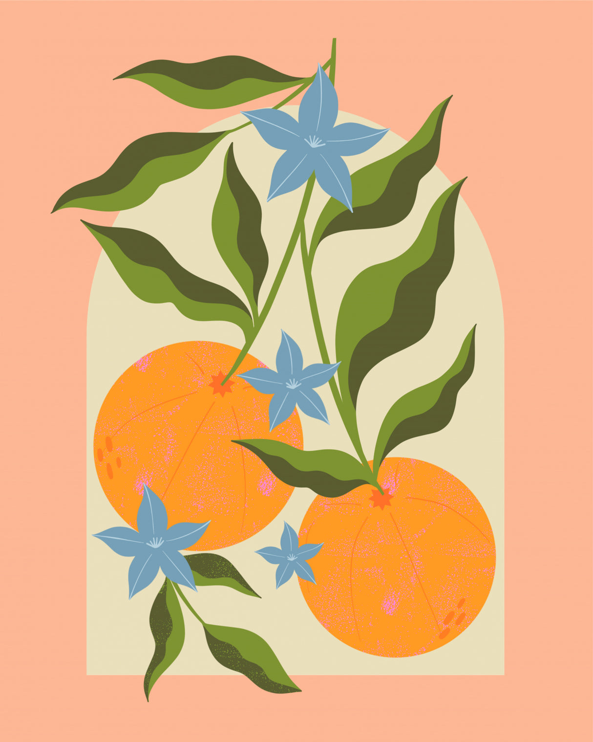 Orange Branch with Flowers Poster och Canvastavla