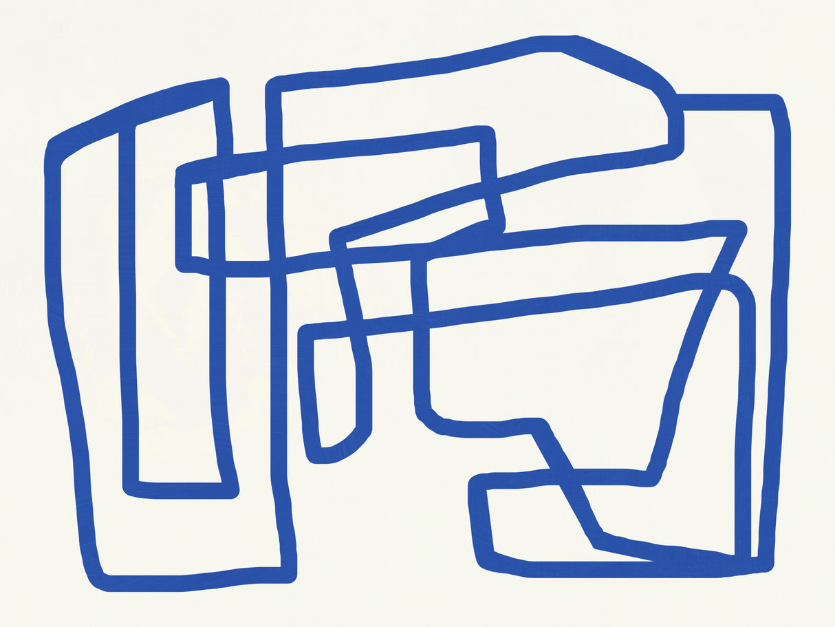 Line art in cobalt blue Poster och Canvastavla