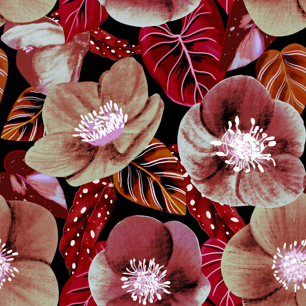 Dark Purple Flowers Cozy Autumn Poster och Canvastavla