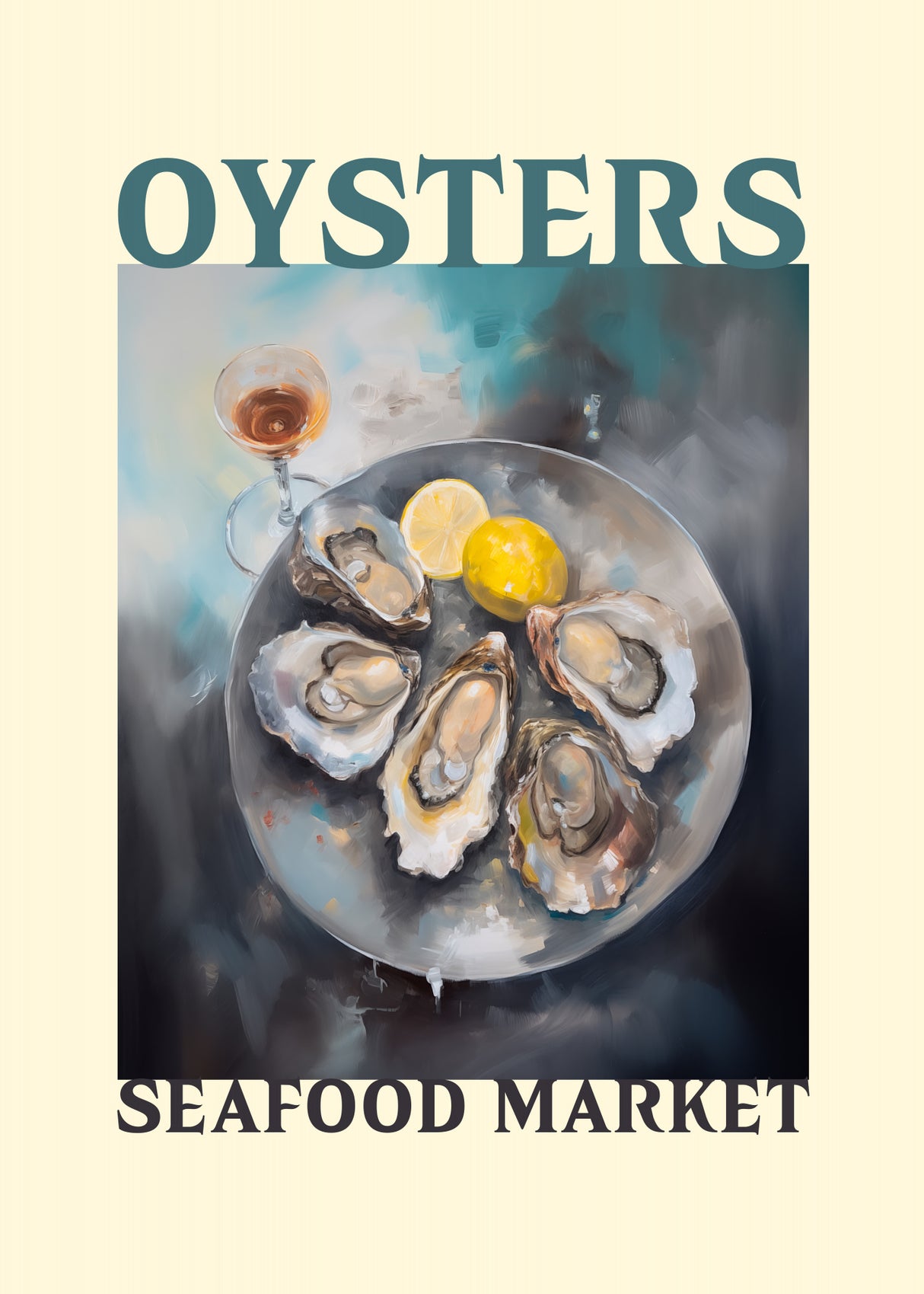 Oysters Seafood Market Poster och Canvastavla