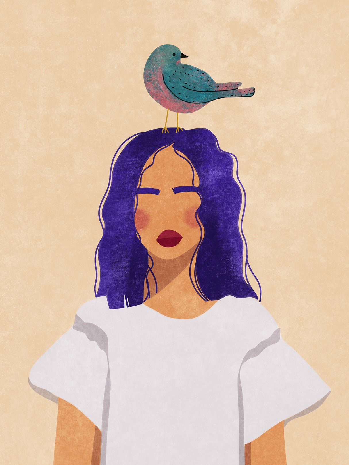 Girl with bird Poster och Canvastavla