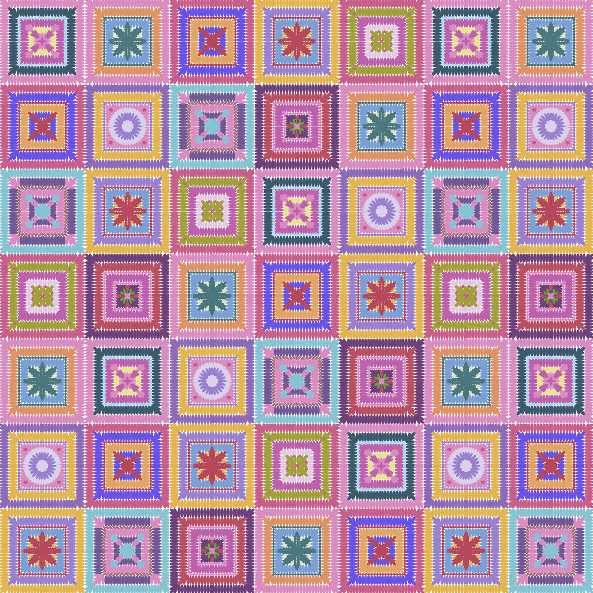 Colorful digital grandma squares I Poster och Canvastavla