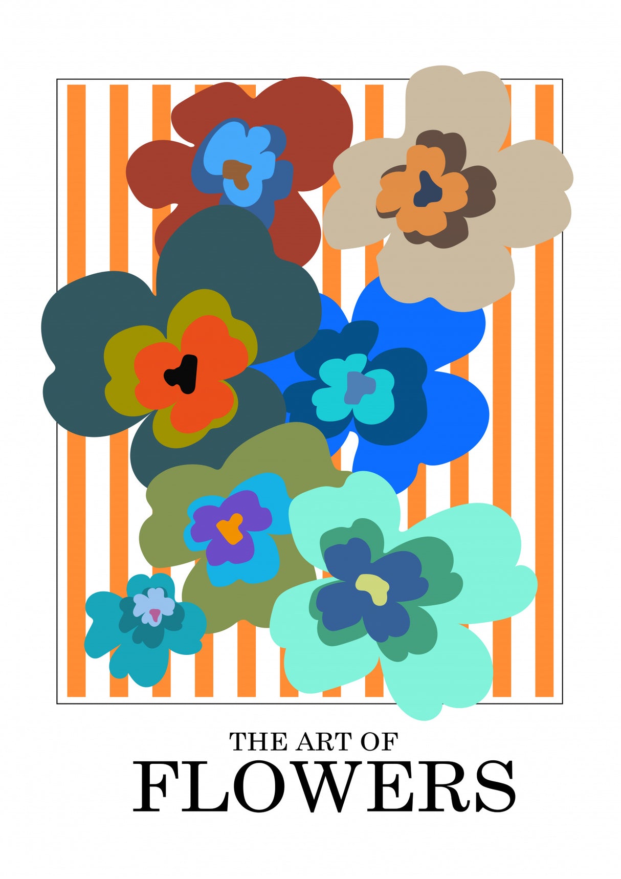 The Art Of Flowers Orange Stripe Poster och Canvastavla