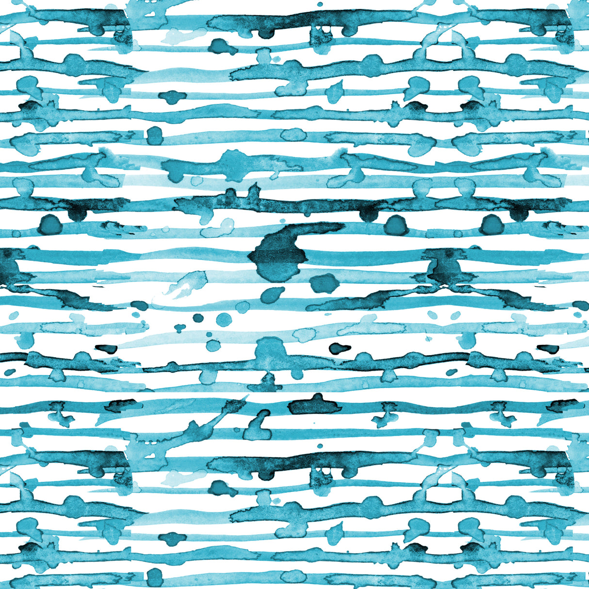 Indigo Turquoise Line Splatter Watercolor Poster och Canvastavla