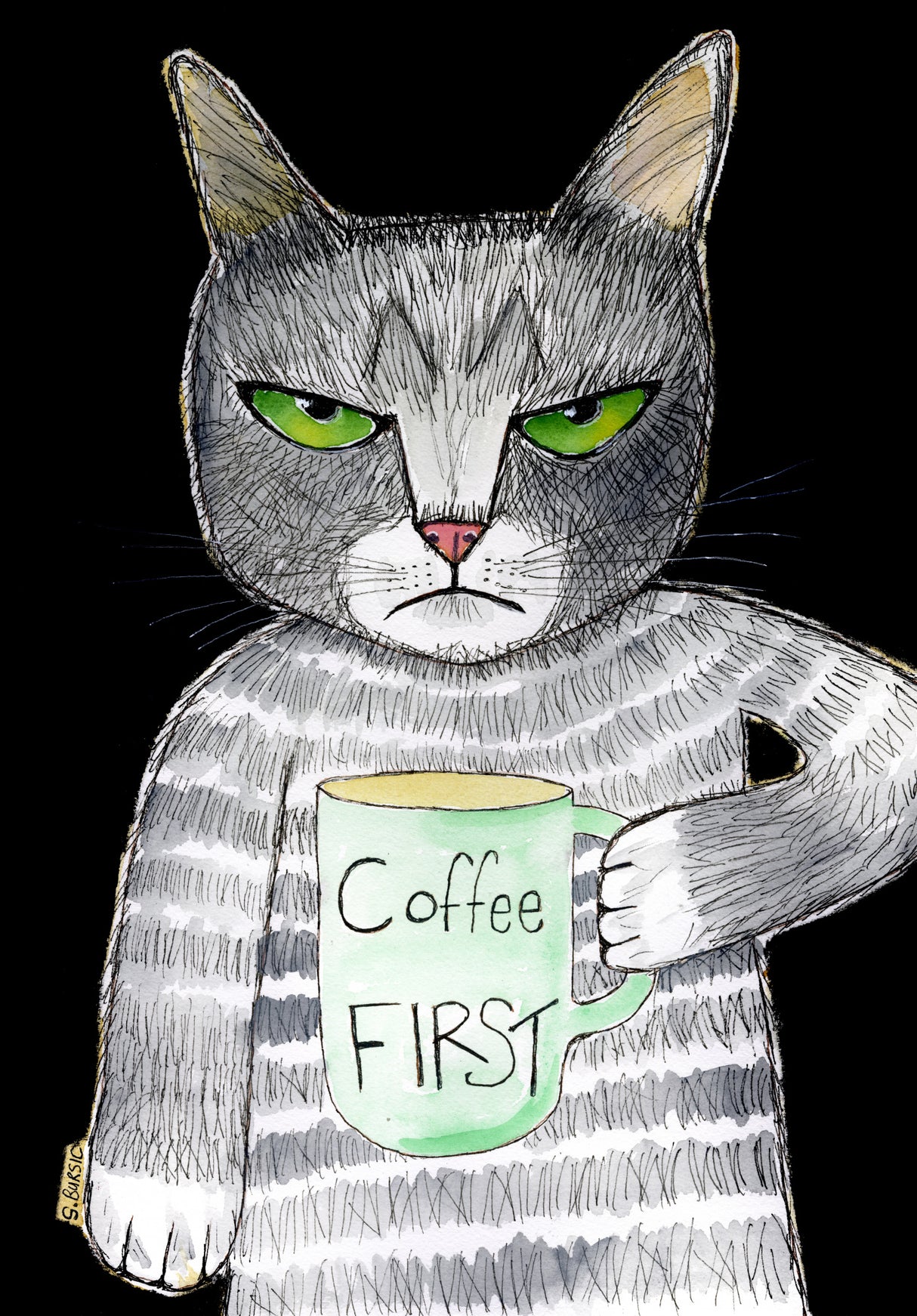 Coffee Cat Poster och Canvastavla