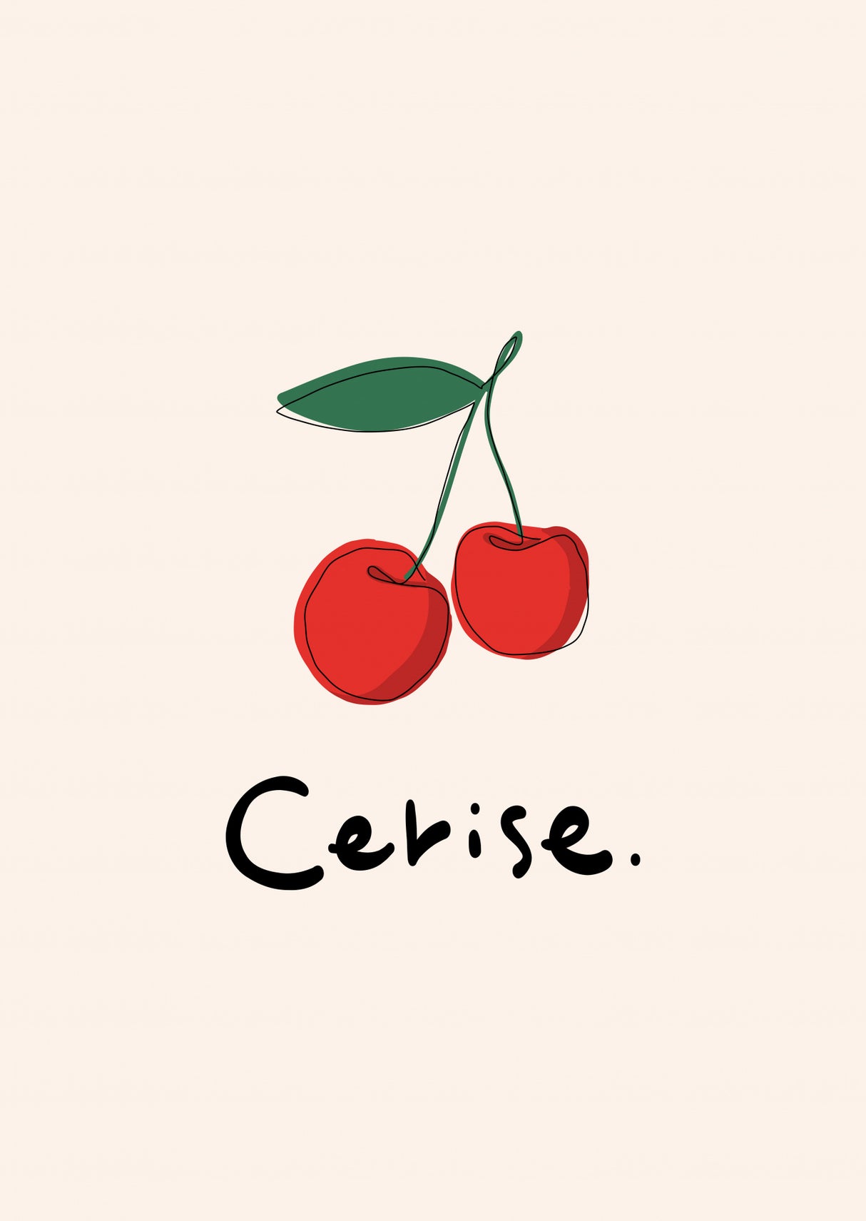 Modern French Fruits Collection "Cherry / Cerise" Poster och Canvastavla