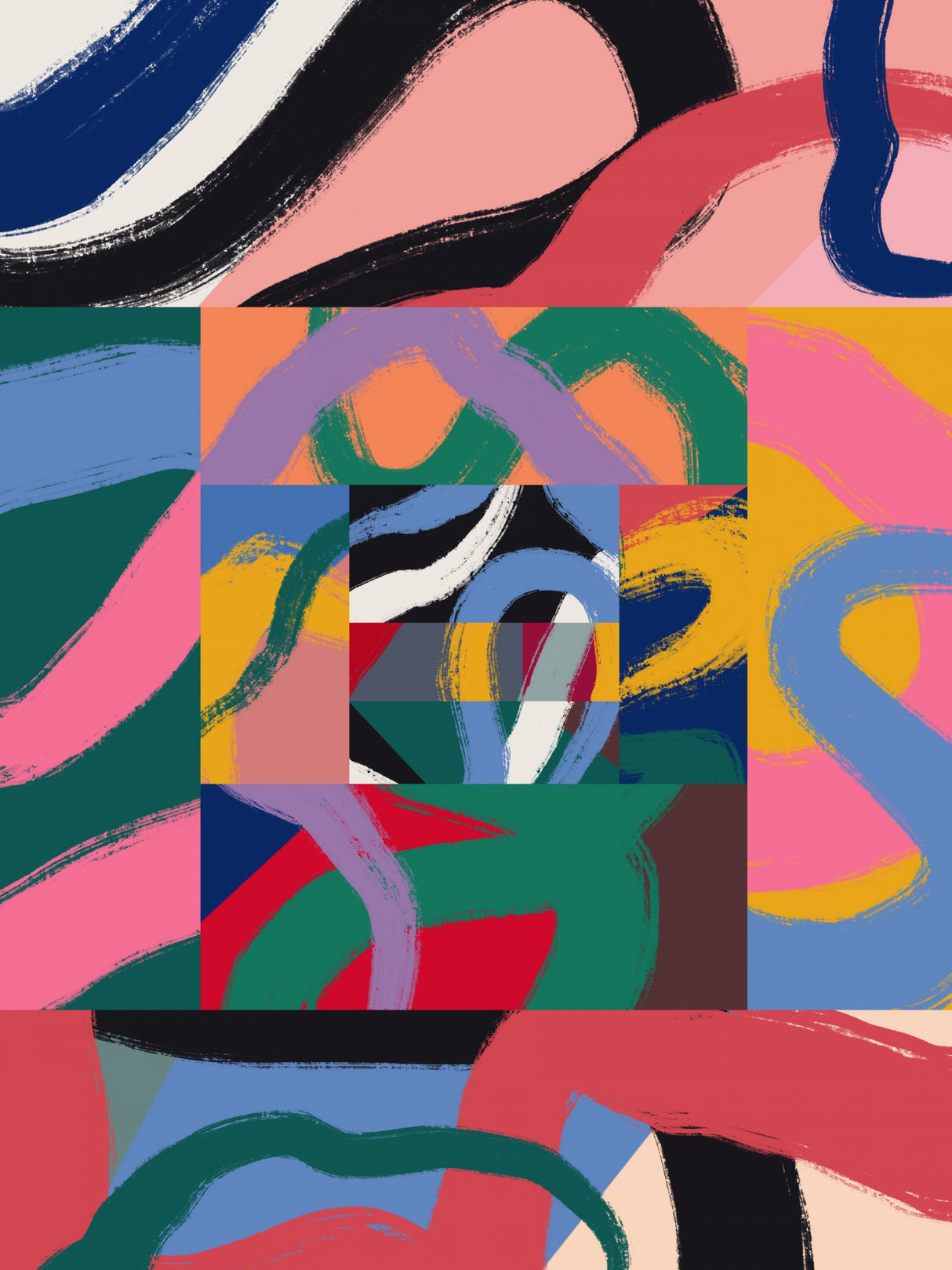 Colorful Line Ribbon Abstract Poster och Canvastavla