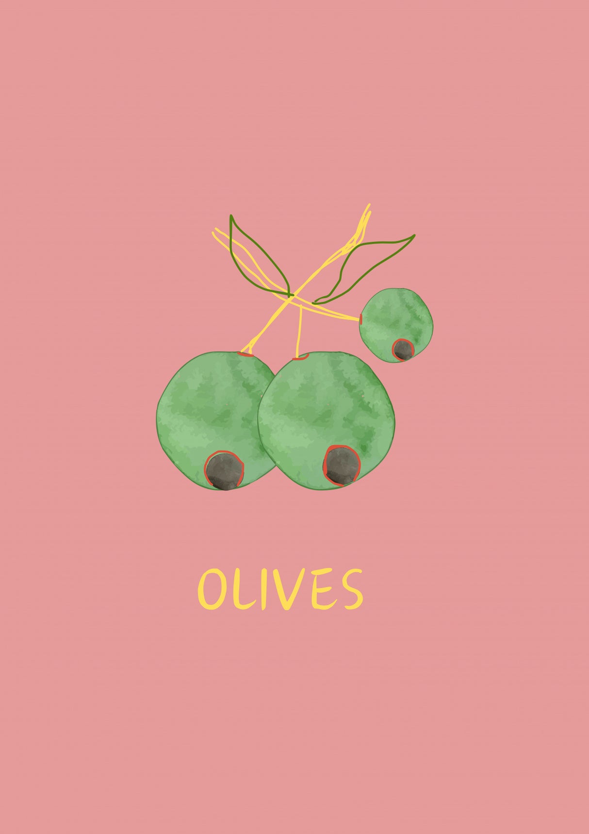 Olives in Pink Poster och Canvastavla