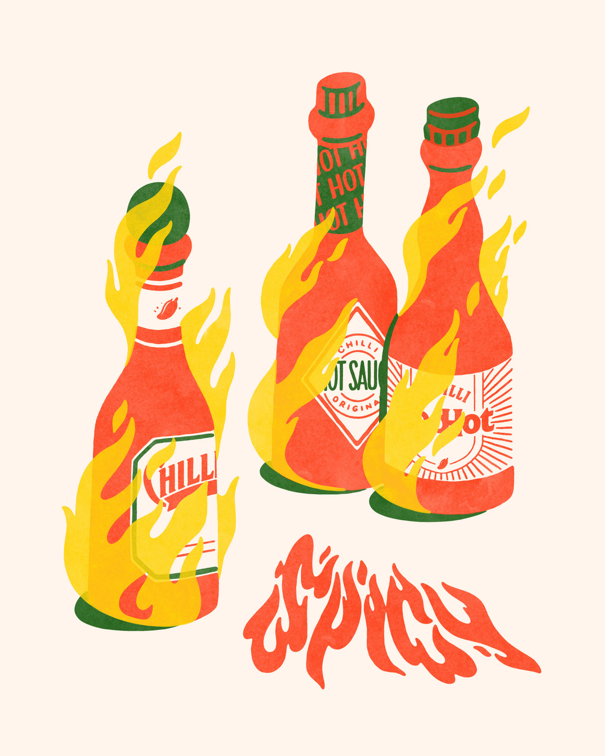 Spicy Hot Sauces Poster och Canvastavla