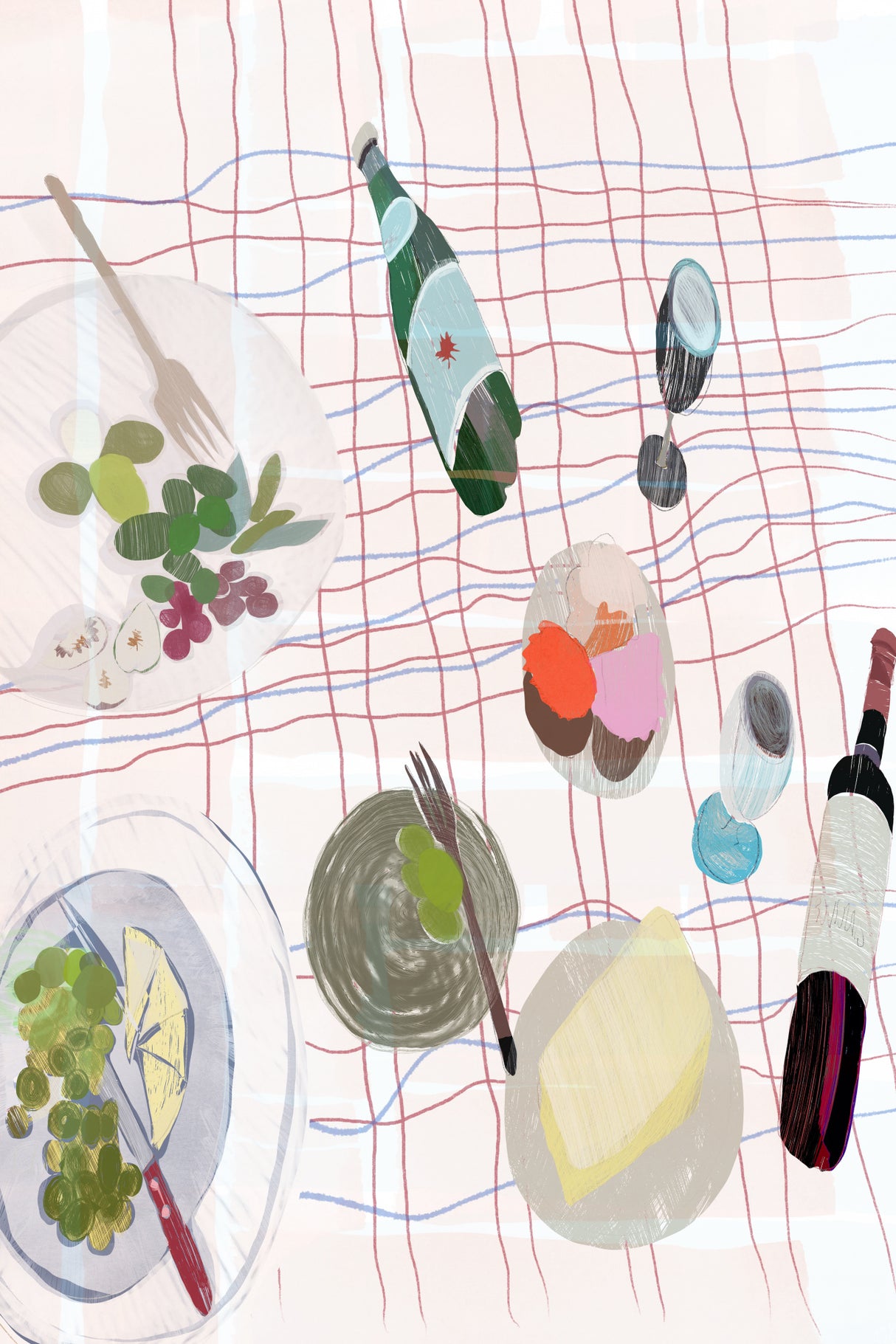 Food and Wine Picnic Poster och Canvastavla