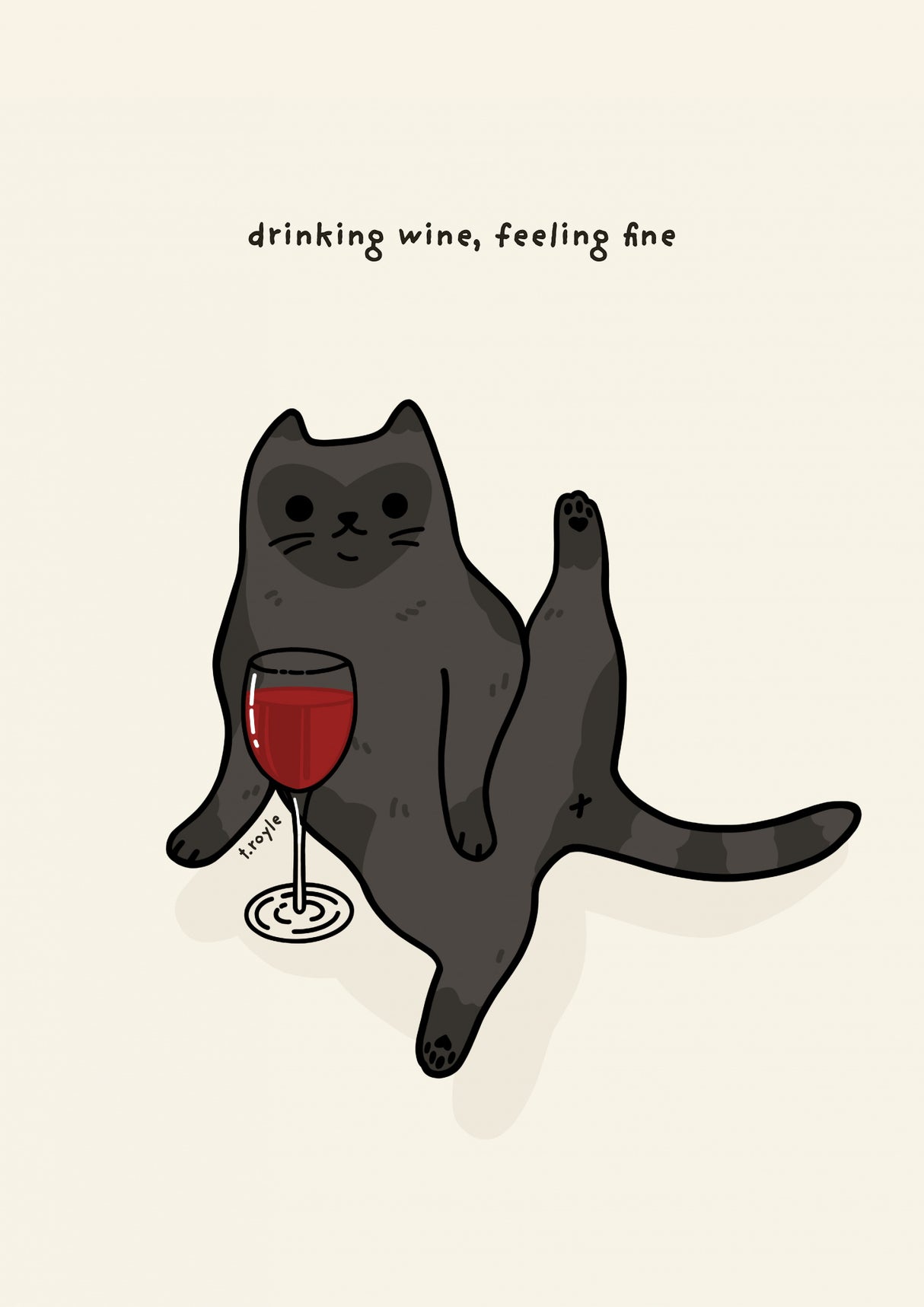 Drinking wine and feeling fine Poster och Canvastavla