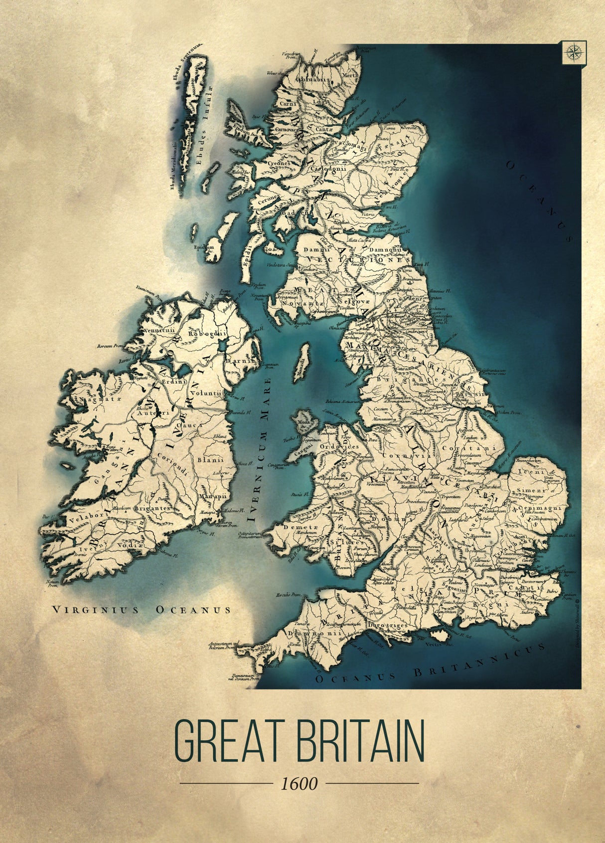 Great Britain map Poster och Canvastavla