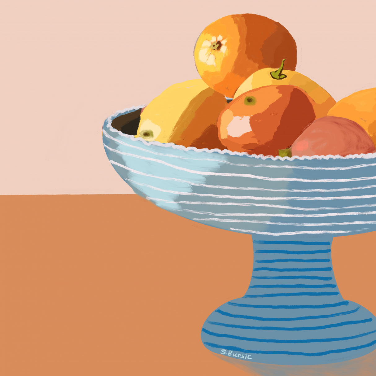 Blue fruit bowl Poster och Canvastavla