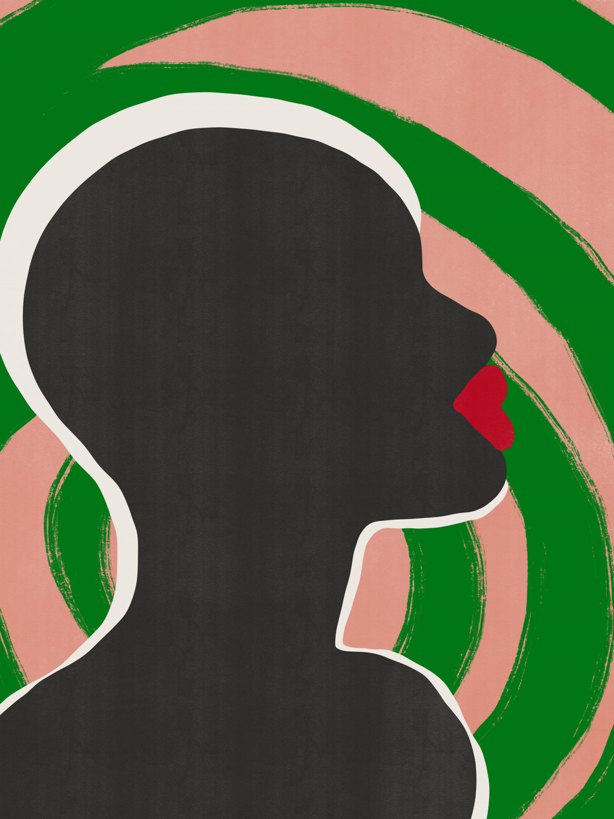 Anonymous Portrait In Green Spiral Poster och Canvastavla