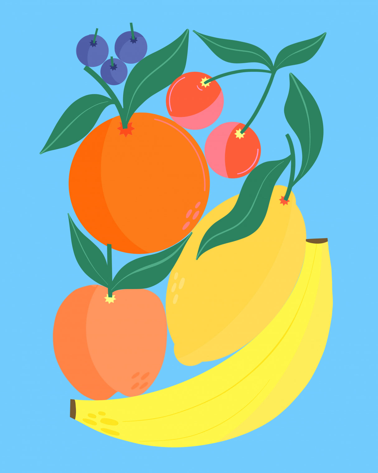 Stacked Fruits Poster och Canvastavla