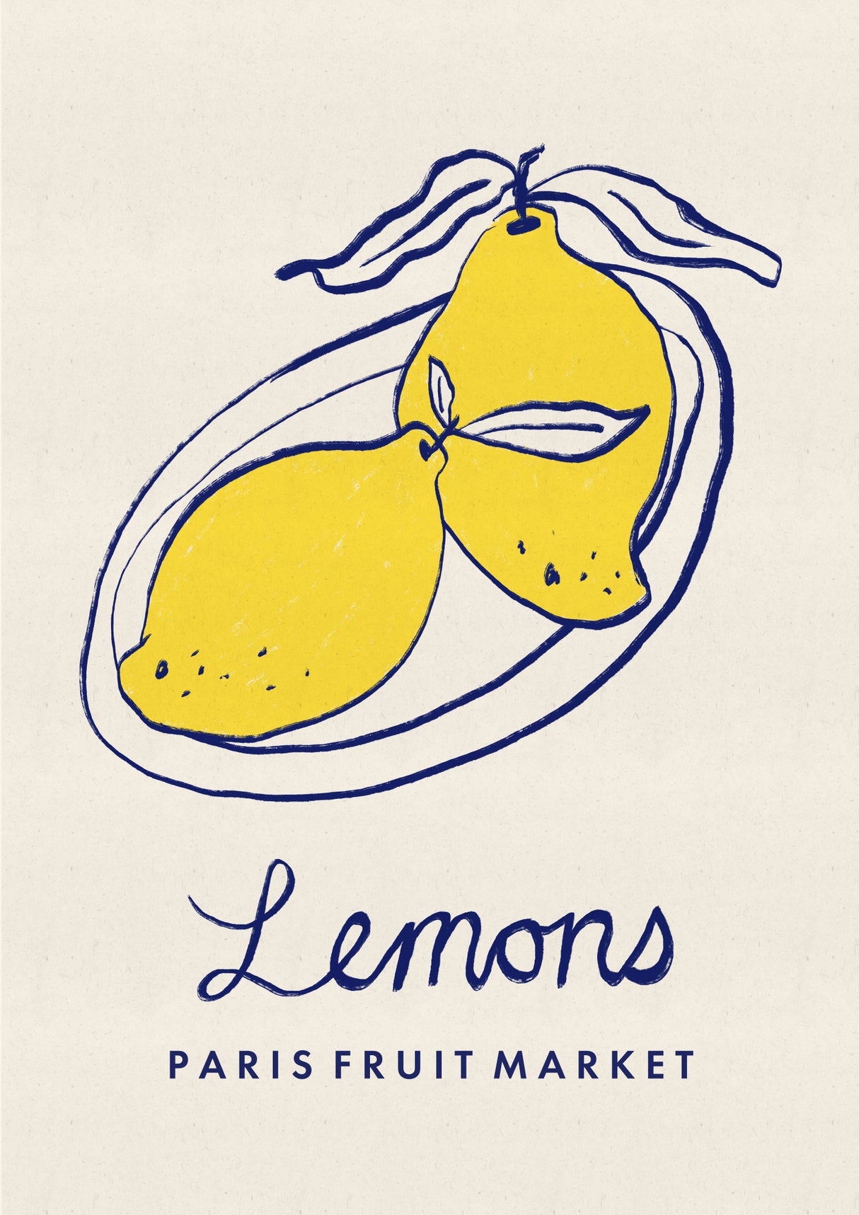 Food Art - Lemons Paris Fruit Market Poster och Canvastavla