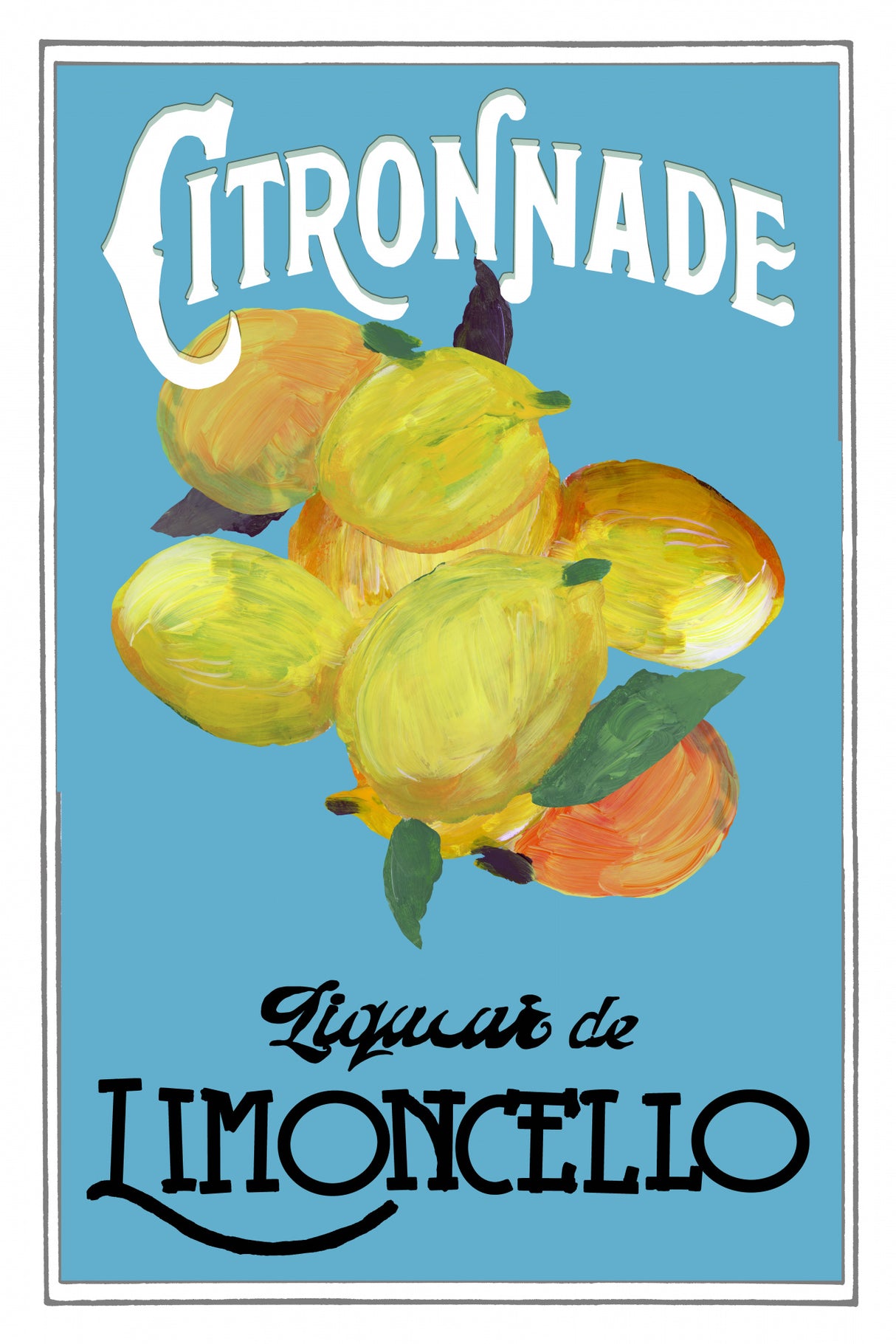 Citronnade Limoncello On Blue and Black Poster och Canvastavla