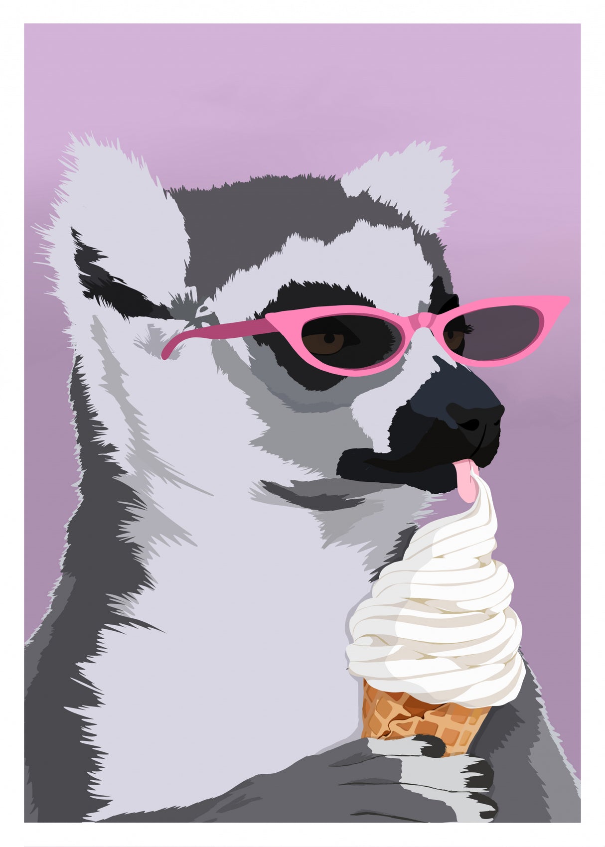Jugdy Lemur with Icecream Poster och Canvastavla