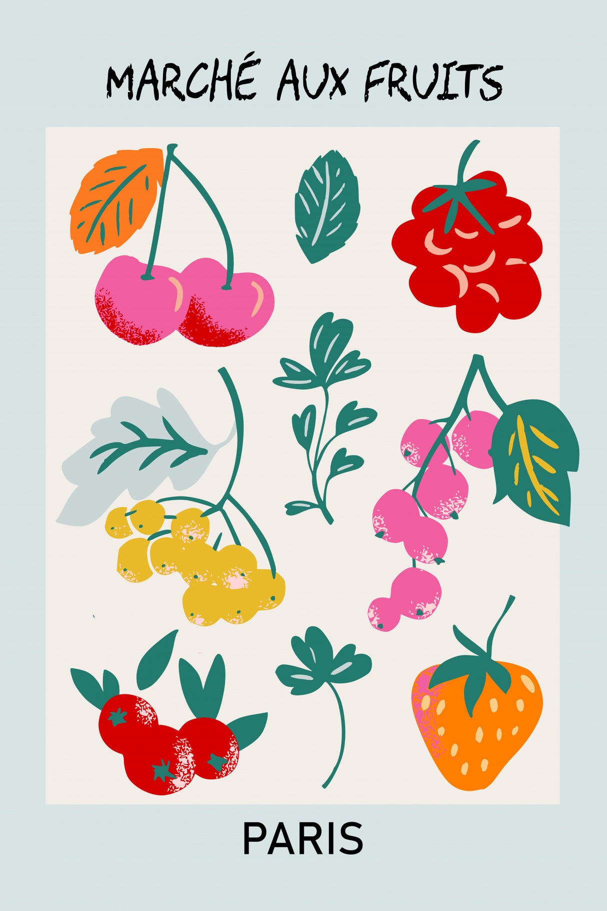 Fruit Market Paris Poster och Canvastavla