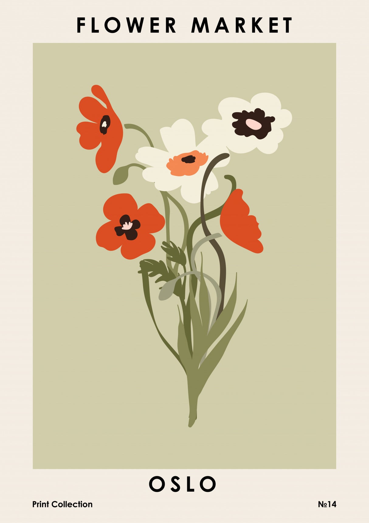 Flower Market Oslo Poster och Canvastavla