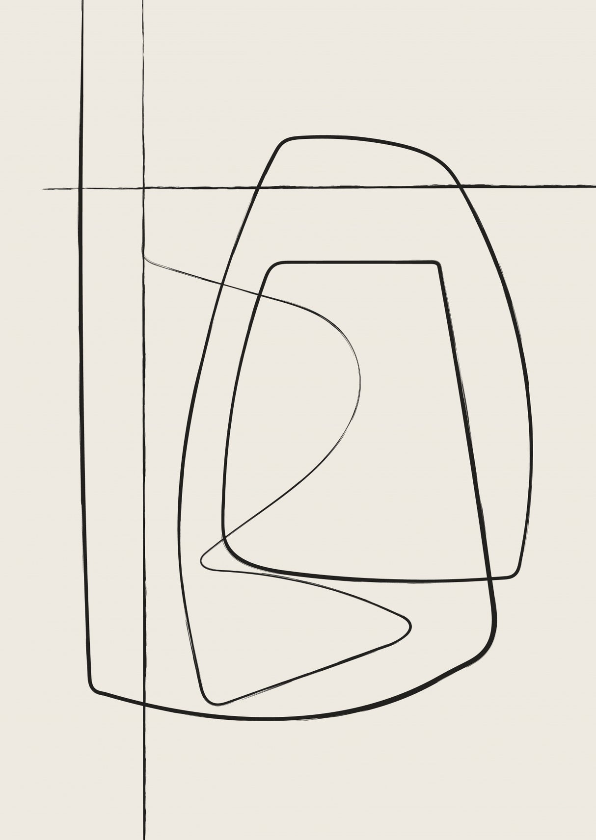 Beige Lines Poster och Canvastavla